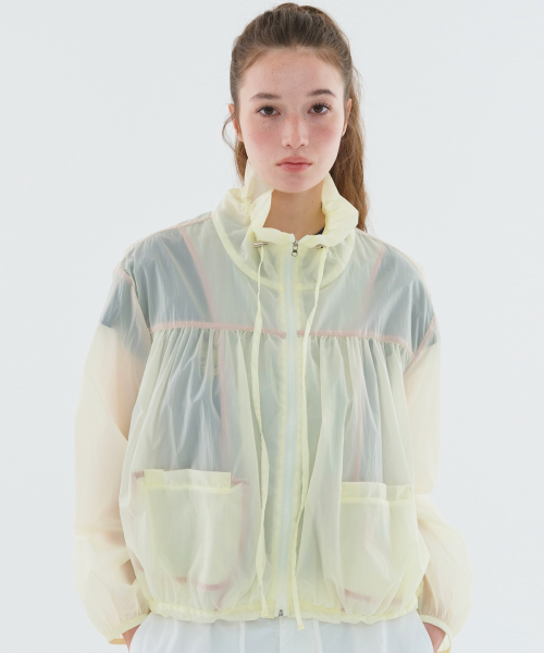 Прозрачная ветровка со сборками NOI1599 (Lemon)