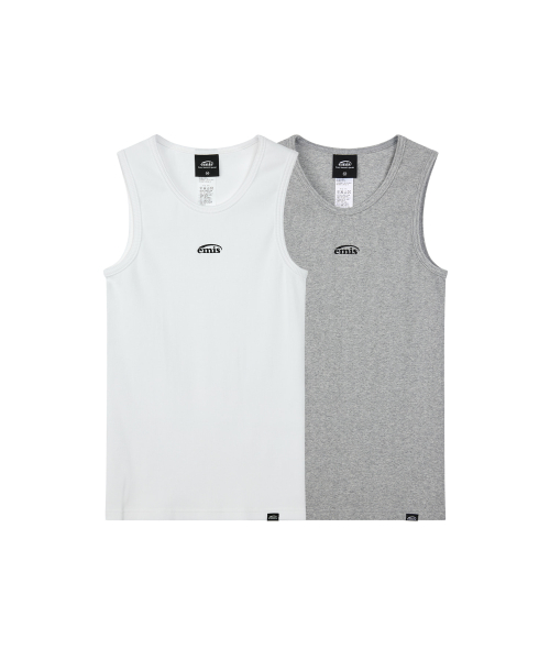TWO PACK SLEEVELESS-WHITE/GRAY