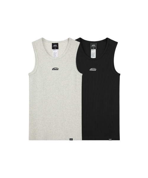 TWO PACK SLEEVELESS-OATMEAL/BLACK