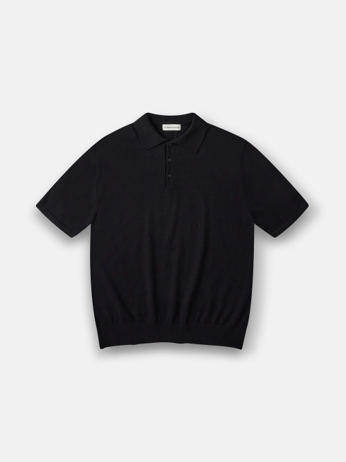 Летнее поло-вязаное трикотаж (Black)