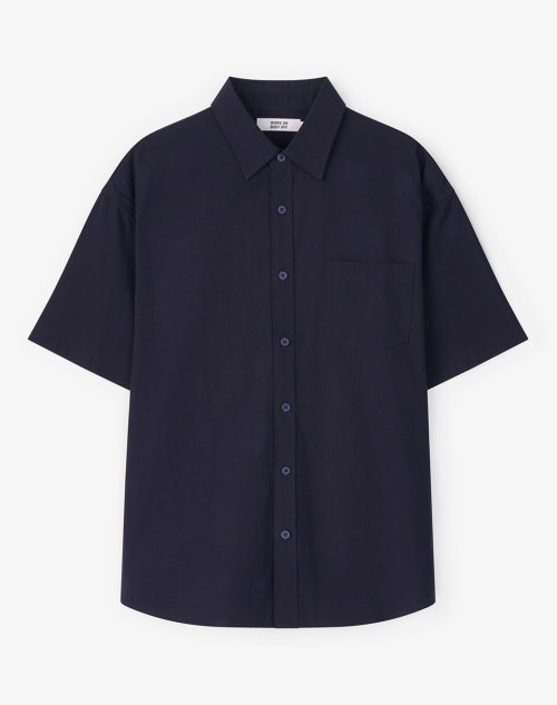 Свободная хлопковая рубашка из поплина [Navy]