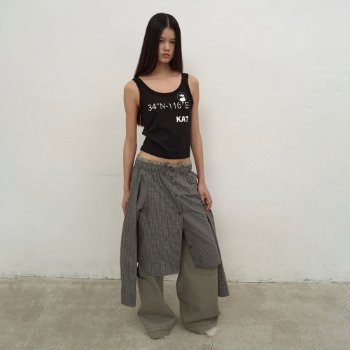 LCDC ♥ CHECKED BUTTON-UP SKIRT /追跡付 엘씨디씨티엠(LCDC™) CHECKED BUTTON-UP SKIRT (GREY) - 사이즈