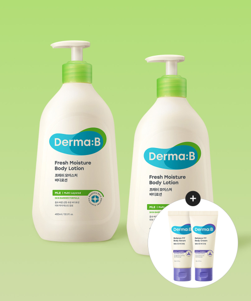 더마비() 프레쉬 모이스처 바디 로션 400MLX 2개 (증정 밸런스핏 바디(크림30ML+세럼30ML) 상품 이미지