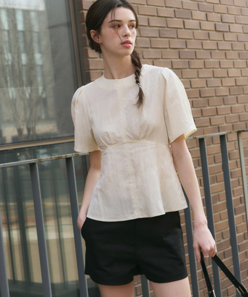 Блузка Edel с рукавами-фонариками [CREAM BEIGE]