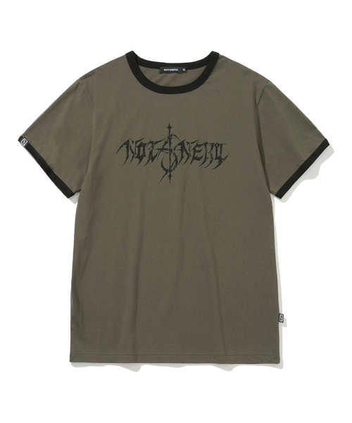 Tシャツ・カットソー NOT4NERD Anchor Logo Regular Fit Ringer TShirts Khaki J1TS0 낫포너드(NOT4NERD) Anchor Logo Regular Fit Ringer T-Shirts