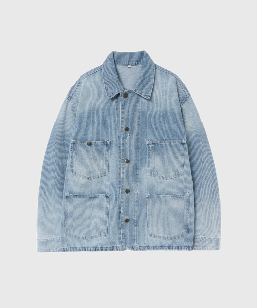 [OLD ACHIVE PRODUCT] Discharged stripe coverall Light Blue