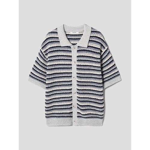 Кардиган с воротником в мультиполоску, Light Gray