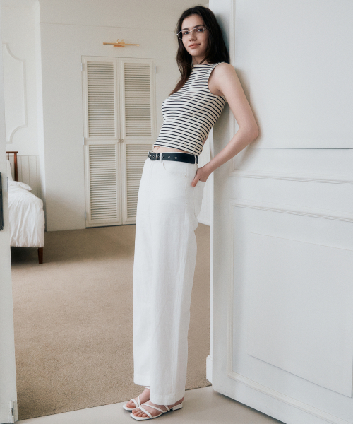 Широкие льняные брюки M36 White