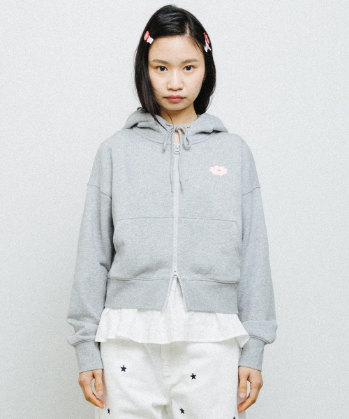 ESSENCIAL TWO WAY HOODIE ZIP UP melange gray
