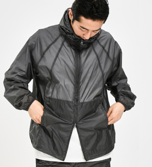 SHEER NYLON WINDBREAKER JACKET CHARCOAL