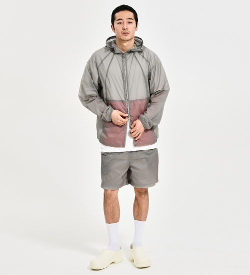 SHEER NYLON WINDBREAKER JACKET L/GREY