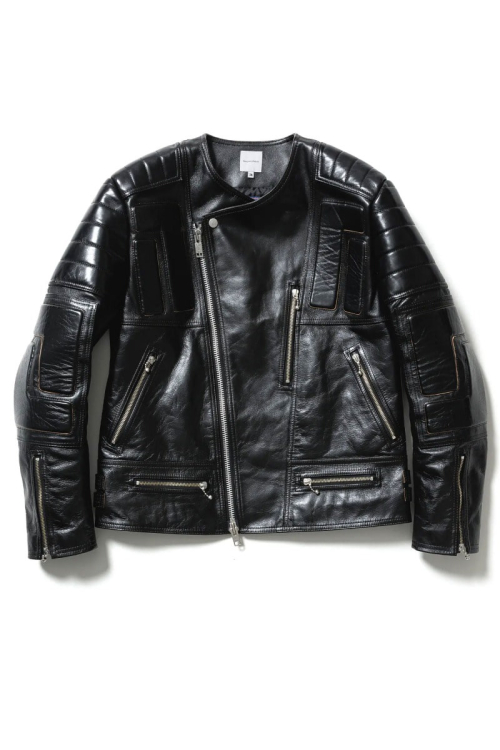 [sasquatch fabrix] BATTLE LEATHER JACKET - BLACK