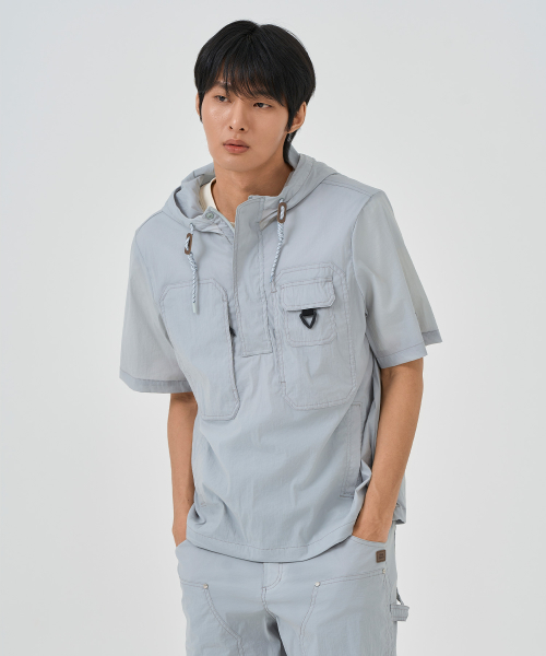Stitch Hoodie Anorak Dark Mint