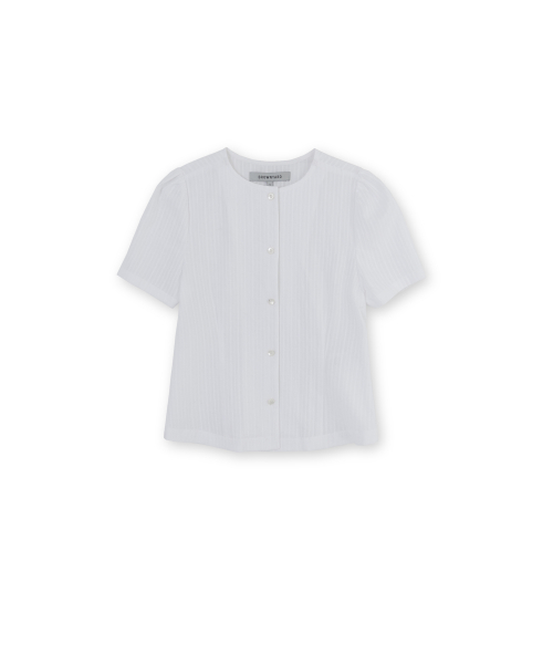 W Puff Blouse, White
