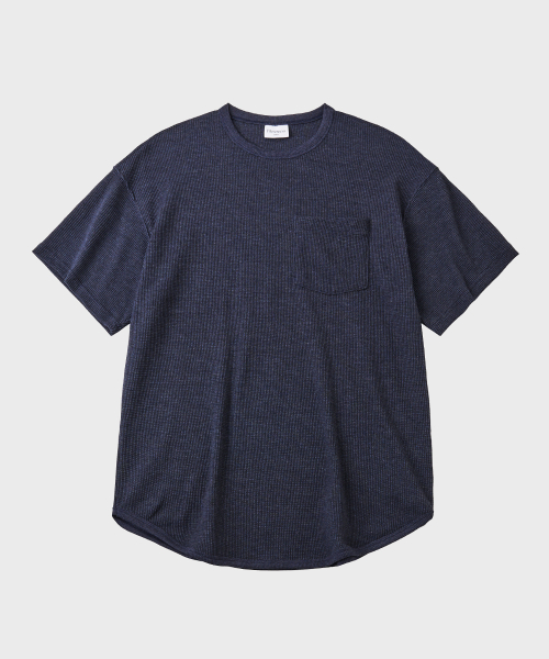 Футболка с круглым карманом вафля [Navy]