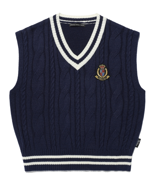 Вязаный жилет косами Overfit Navy