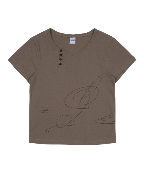 (w) TCM stitch side henly neck T (brown)