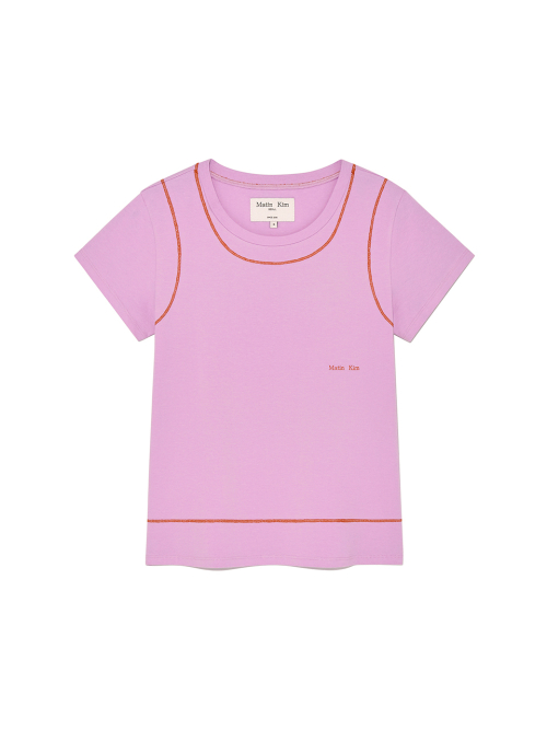 STITCH POINT SMALL LOGO TOP IN PINK