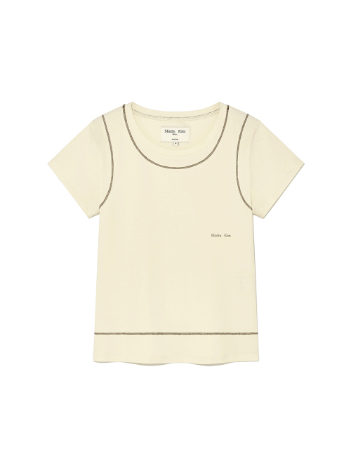 마뗑킴(MATIN KIM) STITCH POINT SMALL LOGO TOP IN LIGHT
