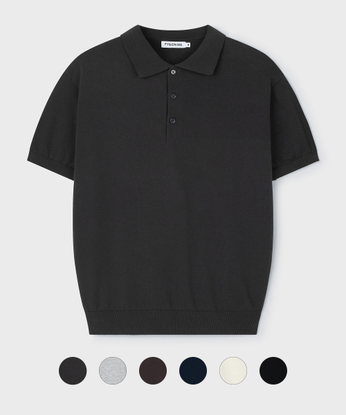 Cotton короткий рукав Polo Вязка - 6color