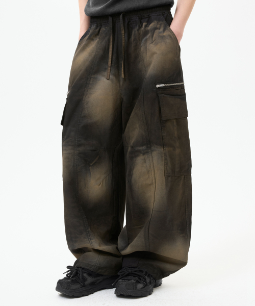 Dirty Washed Maxi объёмные карго-брюки [Black]