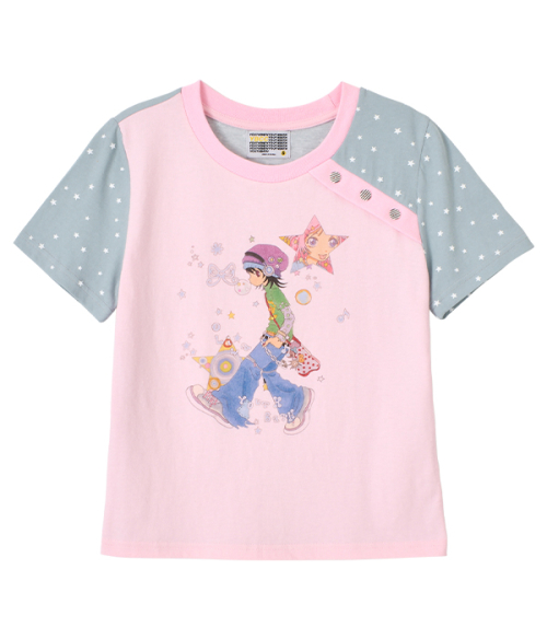 ★YOUTHBATH★YB x Oliwa Star Sleeve Button Top_pink★正規品 유쓰배쓰(YOUTHBATH) YB x Oliwa Star Sleeve Button Top_pink