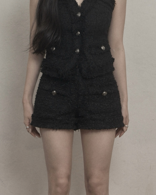 KHAKIPOINT ■ Antique Tweed Shorts 카키포인트(KHAKIPOINT) Antique Tweed Shorts (black) - 사이즈