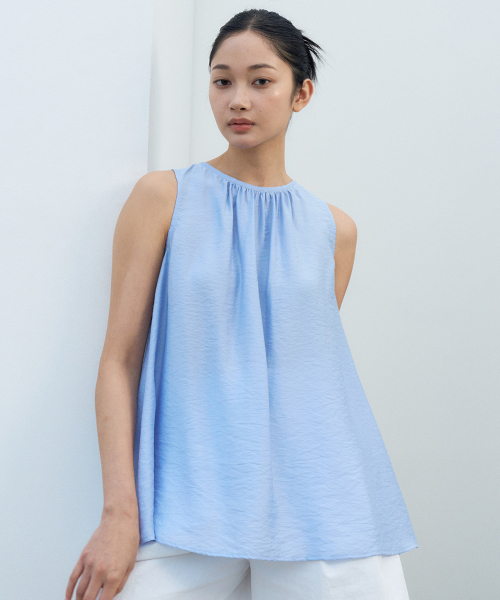 Блузка без рукавов со сборкой сзади, Light Blue MBESTO006LB