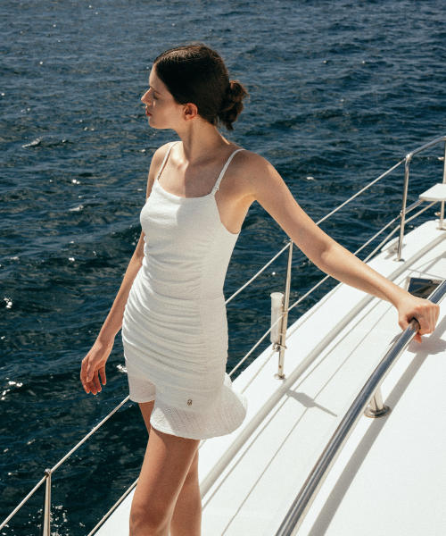 White Punching Sleeveless Swimsuit[LMBESW247]-White