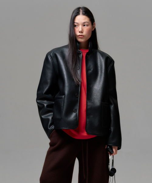 WOMEN CLASSIC FAUX SHEARLING JACKET - BLACK