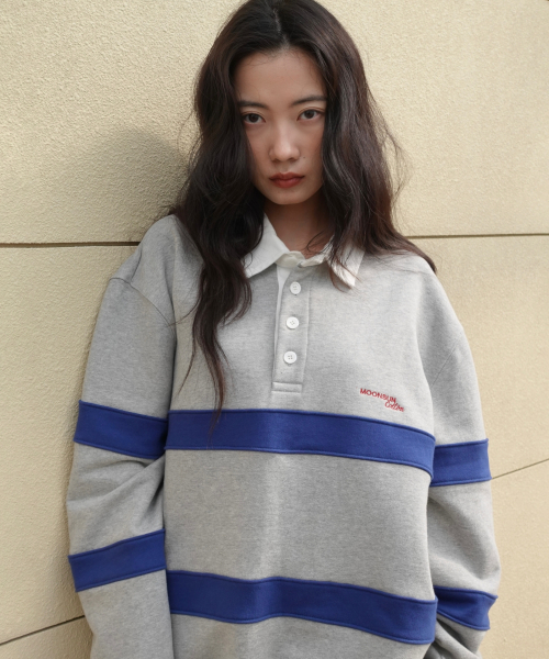 문선(MOONSUN) MJ M.C UNISEX, Stripe Collar Sweatshirt