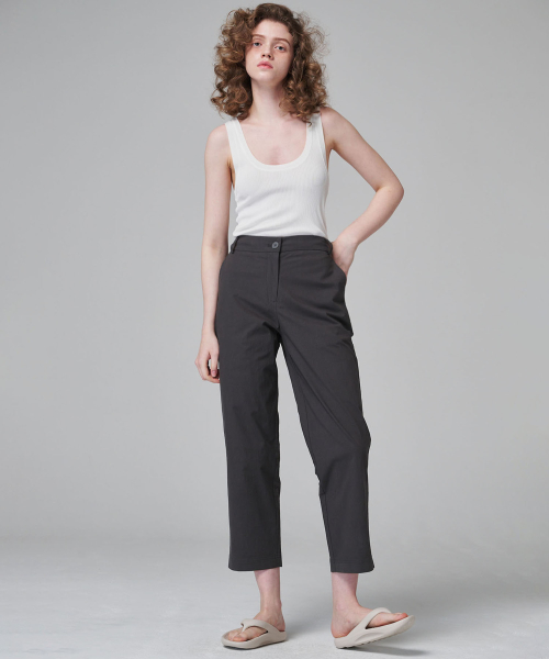 Летние укороченные легкие хлопковые брюки 2124 (Dark Gray)