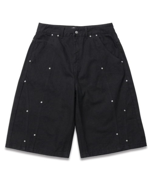 [UNISEX] Rivet Denim Bermuda Pants BLACK