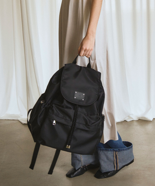 Fluffy String Backpack (recycle нейлон black)