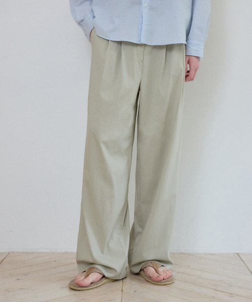 Muse двойной защип полушироке брюки LIGHT BEIGE (W25-PT04)