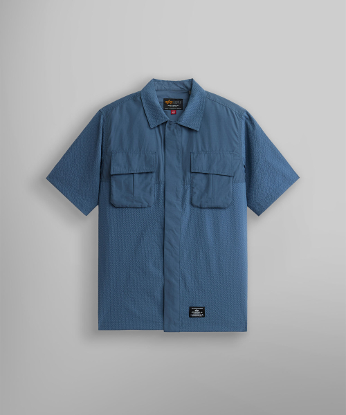 Рубашка SS из жатого хлопка Airborne Blue