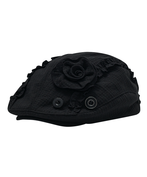 타입서비스(TYPESERVICE) Appliqué Flat Cap [Black] - 사이즈