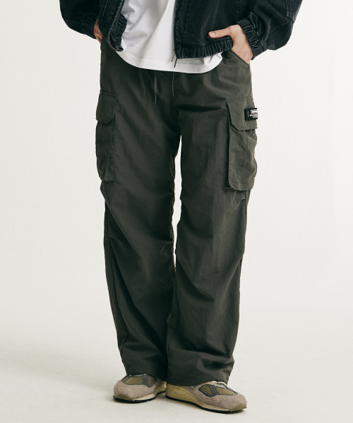 Нейлоновые широкие брюки-парашюты карго CHARCOAL (MP2PU369-075)