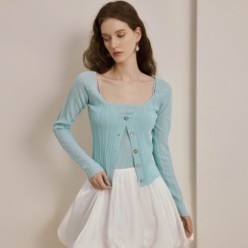 YY_Suspender топ and кардиган set_BLUE