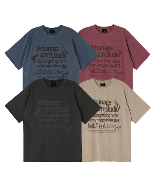 [어반에이지] [2PACK] Just About 피그먼트 오버 반팔 4color U5SST04