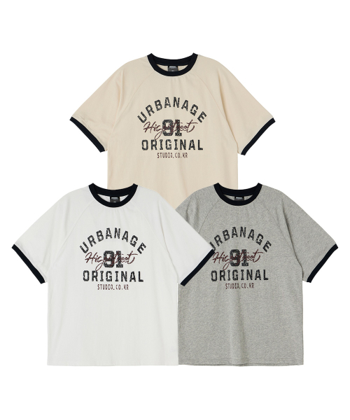 ㈜엘엔케이코퍼레이션 [어반에이지] [2PACK] HIGH STREET 링거 나그랑 오버 반팔 3color U5SST09