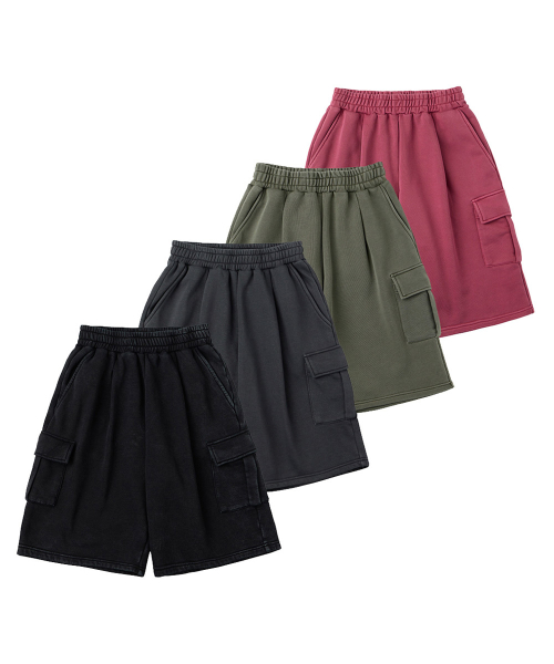 [어반에이지] [2PACK] 버뮤다 피그먼트 원턱 카고 스웨트 숏 팬츠 4color U5SSB08