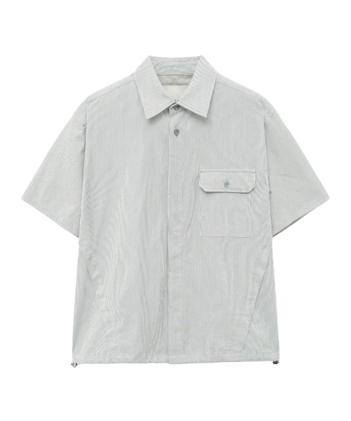 PINSTRIPE короткий SLEEVE рубашка (LIGHT GRAY)