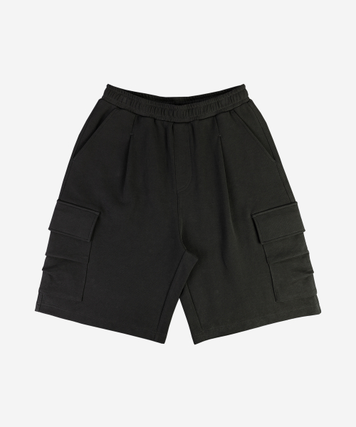 Широкие карго-шорты с одной складкой (Black)