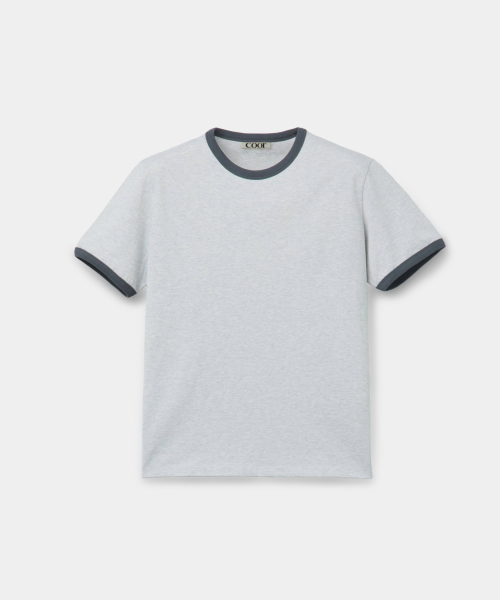 Футболка рингер из хлопка (Melange Grey)