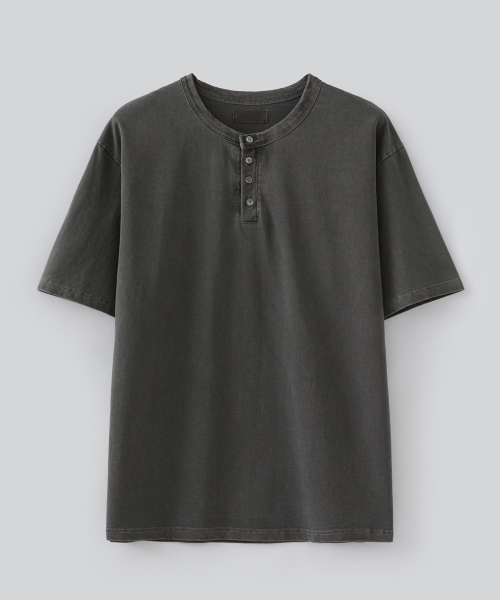 Pig Dying Henley Neck T-Shirt (Charcoal)