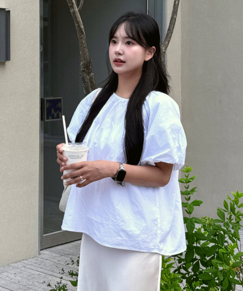 SHORTS SHIRRING BLOUSE WHITE