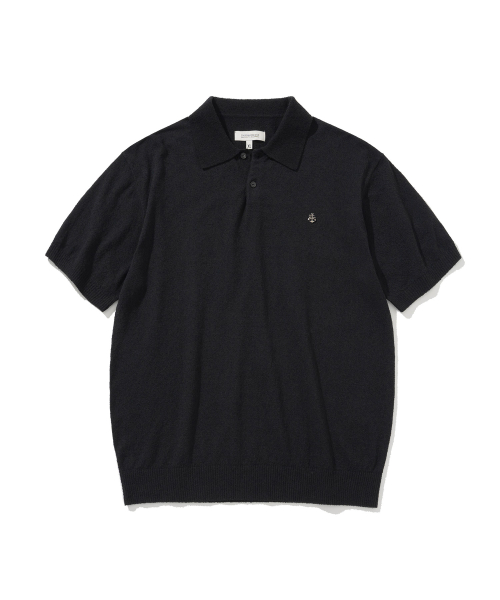 boucle polo s/s knit black
