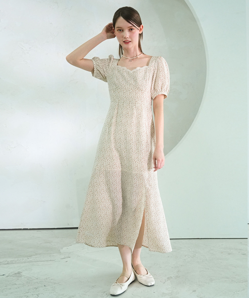 Heart Slit Long Dress IVORY