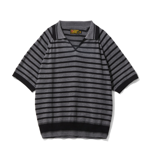 Half Stripe Collar Knit Charcoal